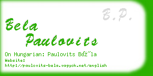 bela paulovits business card